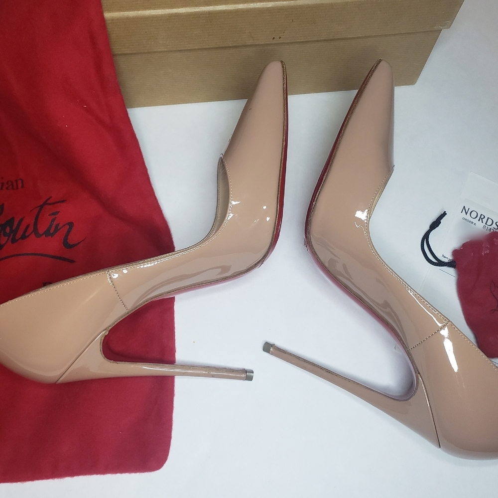 Christian Louboutin So Kate Nude 120 Patent Heels - Size 37.5 - Picture 7 of 12